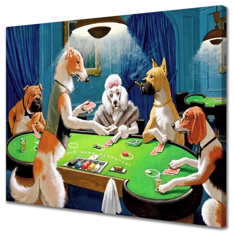 Quadro Cachorros Jogando Poker Vintage .